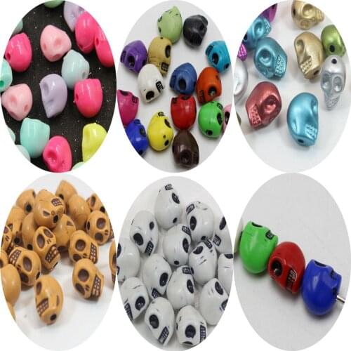 50 Acrylic Halloween Gothic Skull Beads 13mm Various Style Jewelry Making