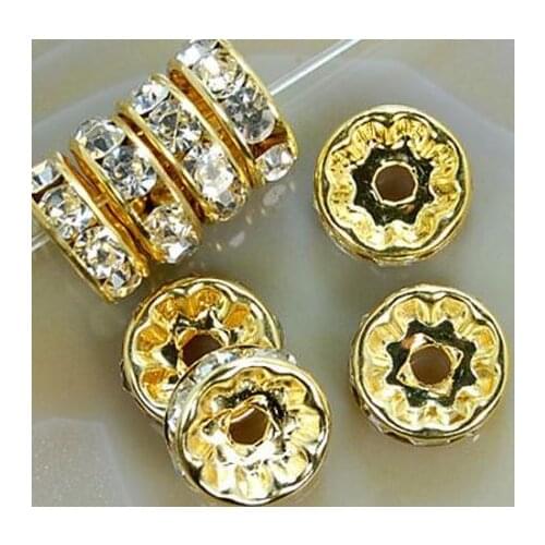 6mm 8mm 10mm 12mm 100pcs/lot white Clear Czech glass Spacer Beads round Metal Plated Charms DIY making n363467 crystal