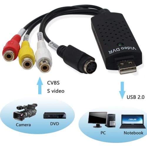 USB 2.0 Video Capture Card Adapter Easy to Cap TV DVD Audio Capture Card USB Video Capture for Windows 10/8/7/XP Capture Video