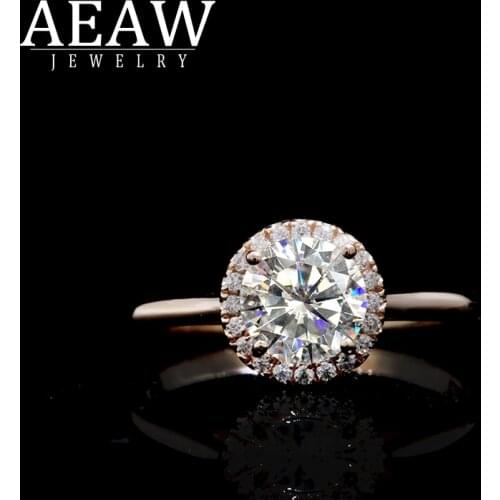 AEAW 1 Carat 10k 14k 18k White Gold Moissanite Ring Wedding/Engagement Rings For Women Silver Color Womens Ring Jewelry