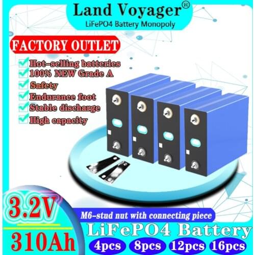 Land Voyager 3.2V 310Ah lifepo4 battery DIY 12V 24V Rechargeable battery pack for Electric car RV Solar Energy storage system