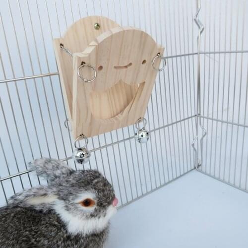 Bunny Hay Feeder Chinchilla Rabbit Food Dispenser Hanging Wooden Hay Manger Rack Holder for guinea pig Hamster