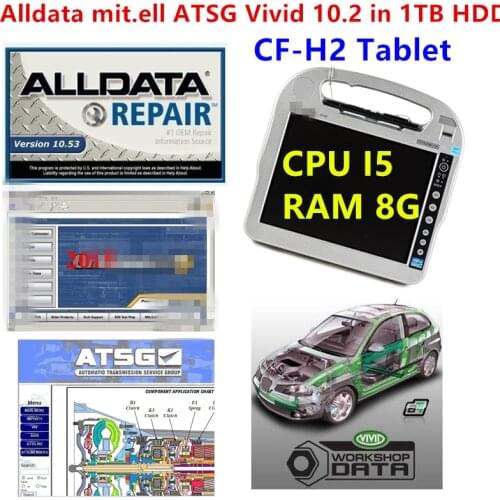For Panasonic CF-H2 Tablet Alldata v10.53 Auto Repair Software Mit.hell ATSG 2017 1TB HDD Installed CF H2 I5 8G Toughbook Laptop