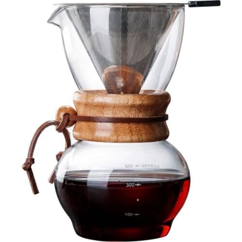Ecocoffee 480ml Heatproof Glass Pot Percolator V60 Barista Hand Drip Pour Over Kettle