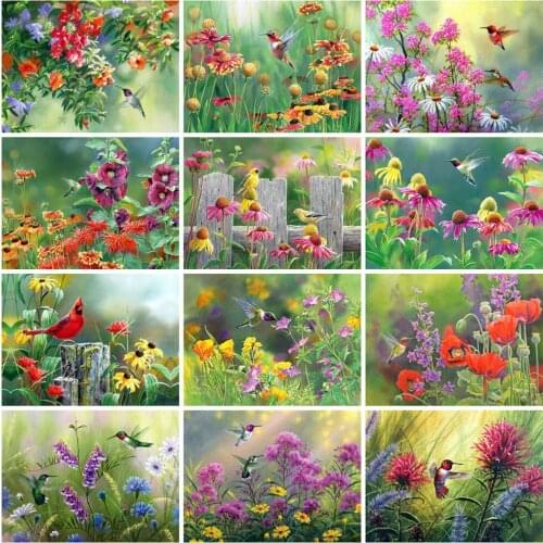 EverShine Diamond Embroidery Bird Mosaic Kits Diamond Painting Flower Cross Stitch Animal Pictures Rhinestones Spring Wall Art