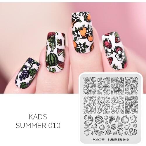 KADS Nail Art Stamping Templates Summer 010 Hand Painted Sketch Fruits Watermelon Strawberry Print Image Stamp Plate Stencil
