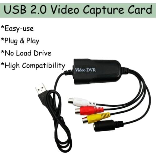 USB 2.0 Video Capture Card No Need to Install the Drive CVBS/AV & S-Video to USB 2.0 Use for VHS Cameras DVD Support Windows 10