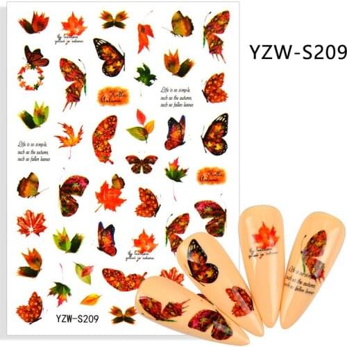 Maple Leaf Butterfly adhesive 3d nail sticker foil nails art decoration cute cartoon designs nail decals manicure supplies tool