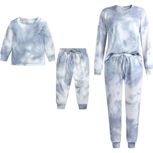 Mother Daughter Clothes Suit T-shirt +Pants Autumn Adult Kids Clothes Set Family Matching Outfits Mother Son Daughter Clothes