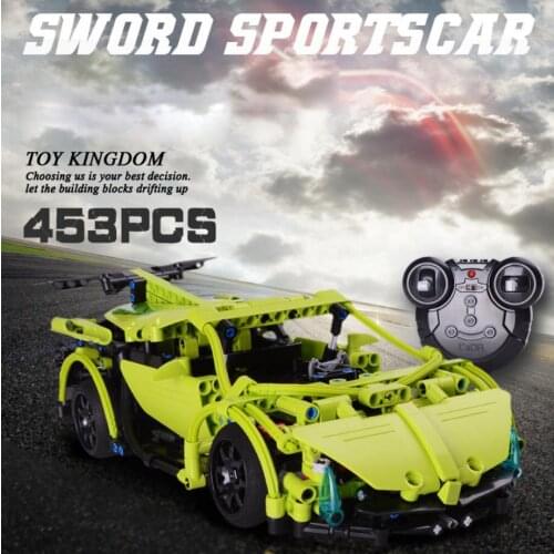Technical 2.4Ghz radio remote control green sword super sport car building block germany bull brand Lambor model bricks rc toys