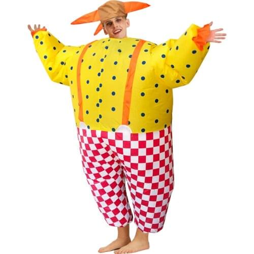 Lovely Clown Mascot Adult Inflatable Costume Halloween Blow Up Jumpsuit Cosplay Party Costumes Carnival Disfraz for Man Woman