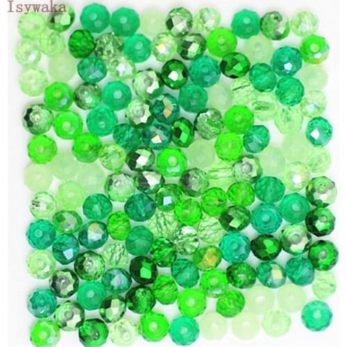 Isywaka Green Multicolor 3*4mm 145pcs Rondelle Austria faceted Crystal Glass Beads Loose Spacer Round Beads for Jewelry Making