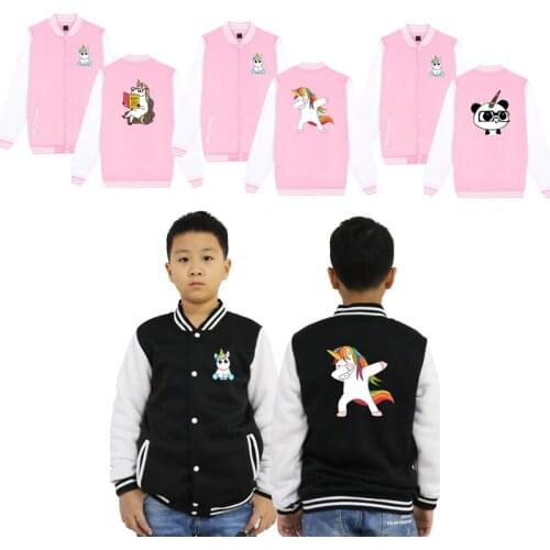 Casual Men Women Child Unicorn Jacket Boys Girls Kids Long Sleeve Sportswear Teens Cotton Sweatshirts Tops Baseball Clothes Gift