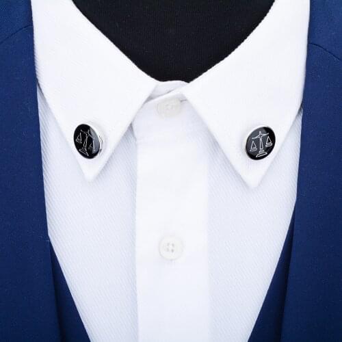 Brass Metal Scale of Justice Collar Lapel Pin Shirt Lawyer Men Women Badge Pin Charms Jewelry