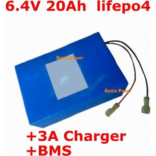 6V 20Ah lifepo4 lithium battery pack 3.2V cells not 3.7V li-polymer for childrens toy car vacuum cleaner+7.3V 3A Charger