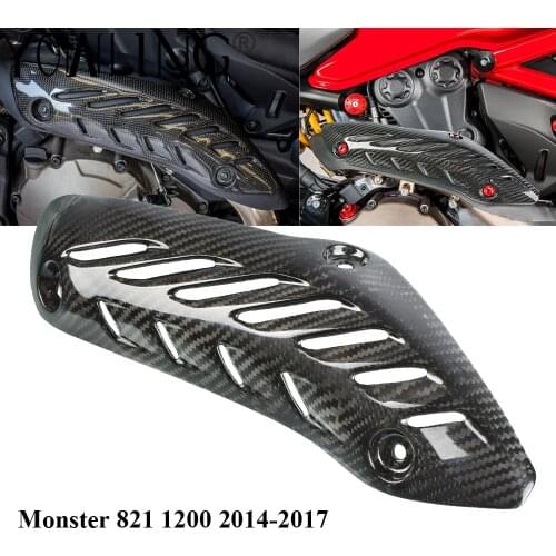 Motocycle Carbon Fiber Pipe Exhaust Heat Shield Cover Guard Muffler Protector For Ducati Monster 821 1200 2014 2015 2016 2017
