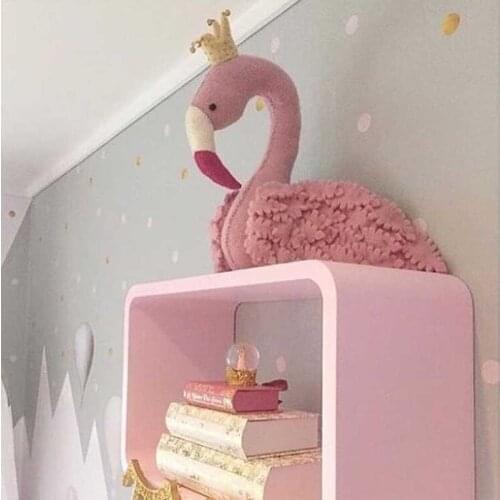 Cartoon Animals Swan Pink Wool Felt Creative Animal Head Wall Art Hanging Decoration Wedding Gift Lovely Plush Soft Stuffed Doll