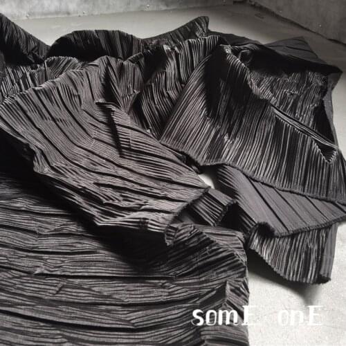New Pleated Cotton Fabric Miyake Folds Pleats Exclusive Black DIY Clothes Art Decor Pants Skirt Dress Designer Fabric 50*150cm