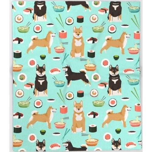 Dog Shiba Inu Cartoon Throw Blanket Cute Kids Design Shiba Inu noodles Blankets for Beds Christmas Decorations for Home