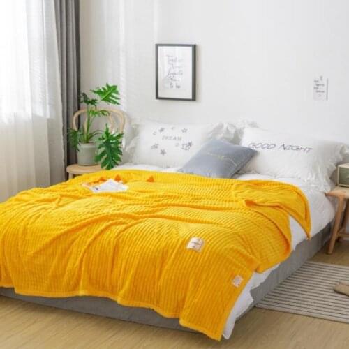 Solid Striped Blanket Flannel Super Soft Blankets Warm Fluffy Bed Linen Bedspread For Sofa Bedroom Decor Portable Car Travel