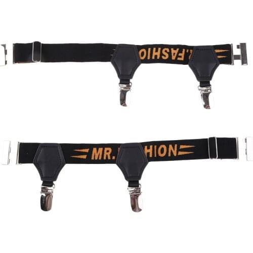 Men Nylon Socks Suspenders Holder Letters Adjustable Non-Slip Garters Belt with Double Metal Clips Costume Accessories