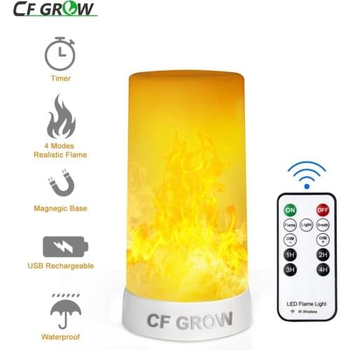 LED Flame Effect Fire Light Bulb 4 Modes Magnetic Flickering Led Flame Lamp Remote Control Outdoor Waterproof USB Rechargeable