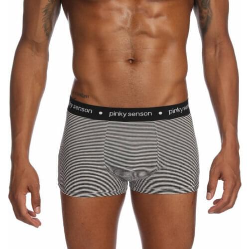 Cotton Underwear Males Underpants U Convex Pouch Boxer Shorts Trunks Striped Mens Boxershorts Underwear Soft Cueca Homme Summer