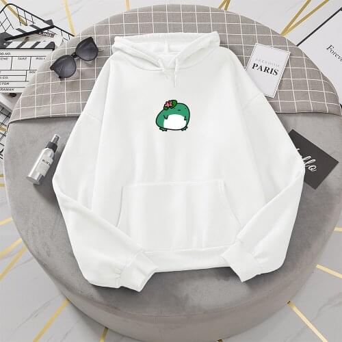Lotus Leaf Frog Printed Hoodies Sweatshirt Women Funny Hoodie Kawaii Harajuku Oversized Womens Tops Clothes Korean Streetwear