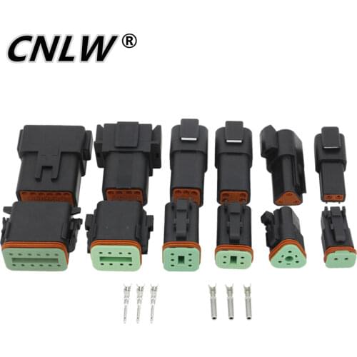 1 Set Black DT-(2/3/4/6/8/12Pin) Connector Automobile waterproof wire electrical connector plug 22-16AWG