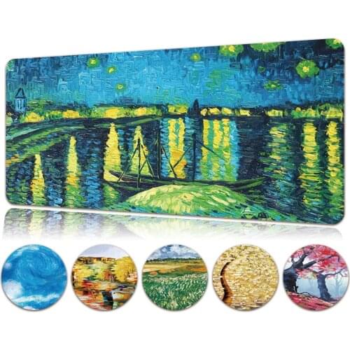 Waterproof Game Desk Mousepad Painting Pattern Large Computer Mousepad High Quality Leather Gaming Mouse Pad Keyboard Desk Mat