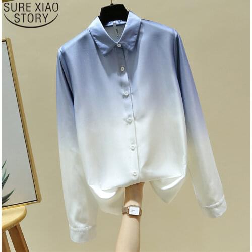 Office Lady Blusas Mujer De Moda 2021 Autumn Women Long Sleeve Chiffon Blouses and Shirts POLO Collar Female Clothing 11925