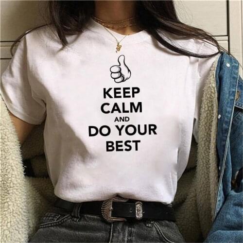 Women Vintage Style Fashion Keep calm theme Print Funny Summer T shirt Women Princess Short T Shirt