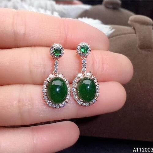 KJJEAXCMY Fine Jewelry 925 sterling silver inlaid natural Jasper female earrings Ear studs popular support detection