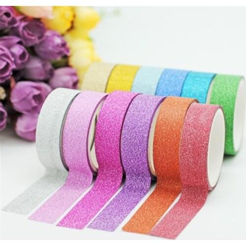 Gold Glitter Tape Variety of Colors in Solid washi tape for Decorating Scrapbook, Journal, Planner, Gift Wrapping,DIY Arts Craft