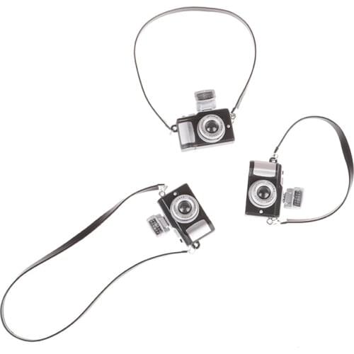 1pcs new Dollhouse Miniature Mini Belt Camera Doll Accessories Decoration Toy