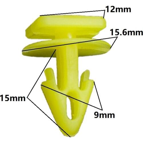 100PCS Car Interior Door Card Trim Panel Mounting Clips Yellow Plastic Square head Fastener Rivets