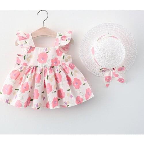 2021 Summer Baby Girl Dress for Newborn Baby Girls Clothes Princess Dresses 1st Birthday Dress With Hat 0-2Y Infant Clothing