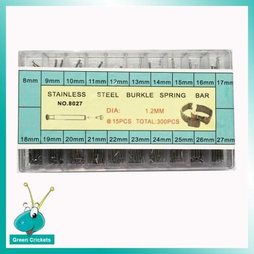 300pcs/box Assort Size Stainless Steel Friction Pin for Watch Buckles,8mm~27mm 1.2mm Diameter Steel Friction Pin