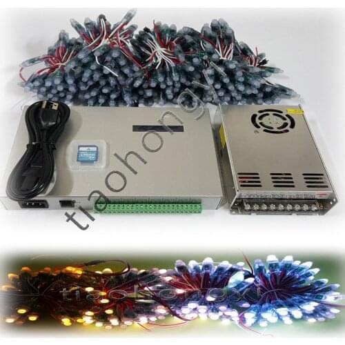 3000pcs 12mm led WS2811 RGB Pixels digital+T300K controller+5V 60A POWER 4PCS New