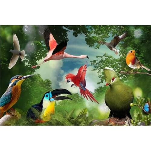 5d Diy Diamond Painting Deep forest multiple birds Full Round Square Mosaic Kit Diamond Embroidery wedding decorationZP-3235