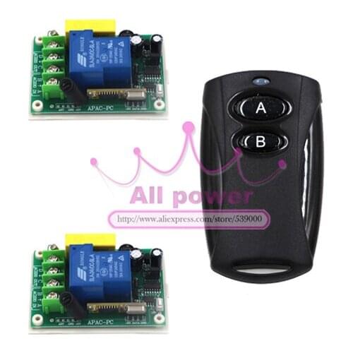 AC 220V 30A 315MHZ 1CH Wireless RF Remote Control Switch Transmitter AB Buttons + 2 Receivers