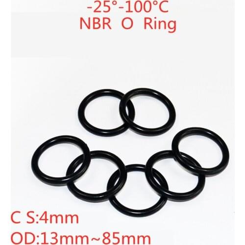 Car nitrile rubber gasket, black CS 4mm O-ring OD 13mm ~ 85mm NBR, corrosion resistant O shape, sealing washer