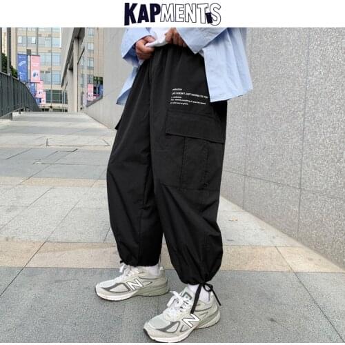 KAPMENTS Men Harajuku Wide Leg Pockets Harem Pants 2021 Baggy Japanese Streetwear Causal Sweatpants Man Korean Fashion Pants 5XL