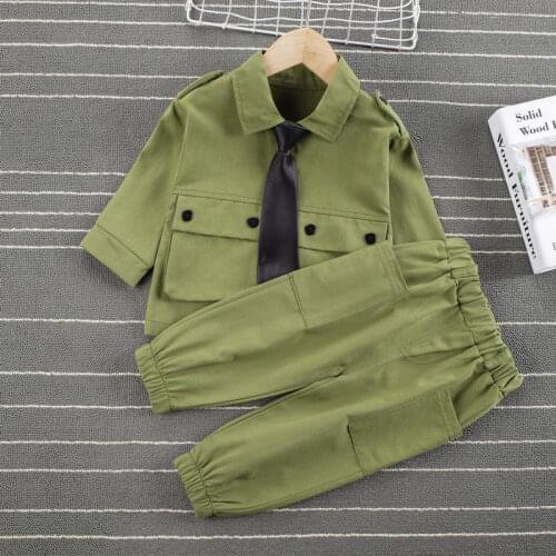 Childrens clothing boys cotton overalls 0-4 years old children spring and autumn two-piece suit new Korean casual suit fashion