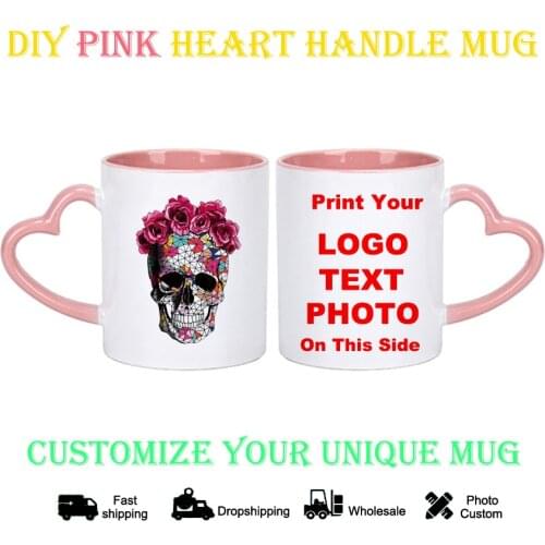 DIY Photo Mug Flowers skull pattern KTDZ-DW-005-FA,custom your photo on Tea cup,unique Ceramic Coffee Cup best gift