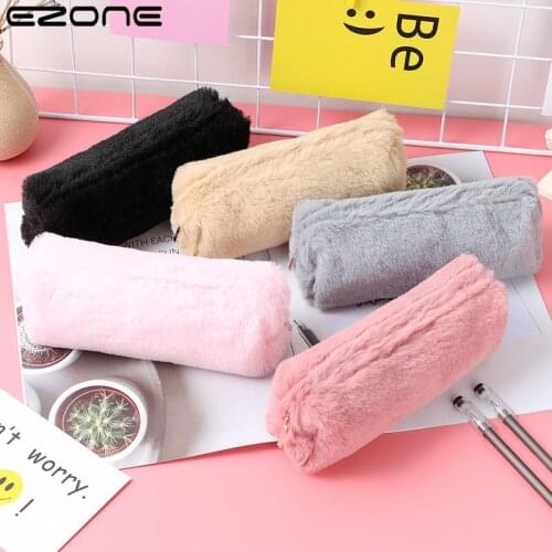 EZONE 1PC Pencil Case Cute Kawai Plush Pen Bag Cosmetic Bag for Girls Student Stationery for School Supplies Creativity Gift