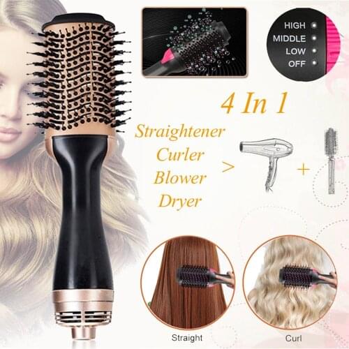 3 In 1 Hair Dryer Brush One Step Blow Dryer Hair Blower Brush Hot Air Styling Brush Negative Ion Hair Straightener Curler Comb