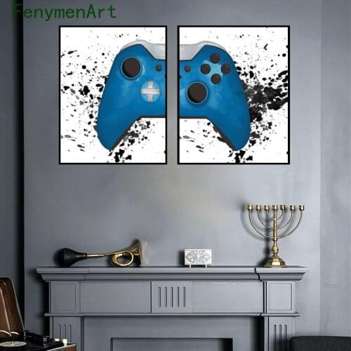 Game Posters Canvas Paintings Wall Art Prints Gamepad Illustration Game Joystick Pictures for Kids boy living Room Decoration