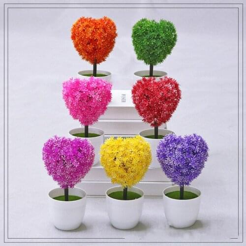 1pc Artificial Grass Plant Love Bonsai Home Garden Bedroom Balcony Party Decoration Small Potted Bonsai Plastic Ornament 12x25cm
