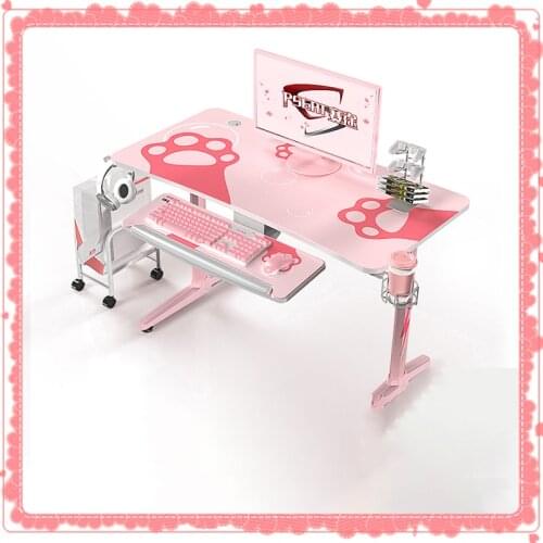 E-sports table pink cute cat girl assembled computer desk economical esports girl net celebrity sturdy desktop computer desk